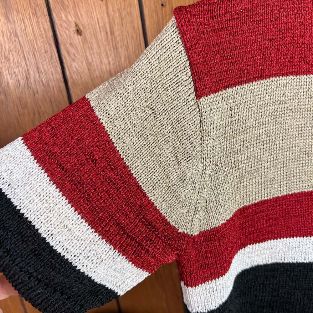 Vintage Directives Striped V Neck Short Sleeve Knit Top Women's Size Medium‎ - Picture 3 of 6